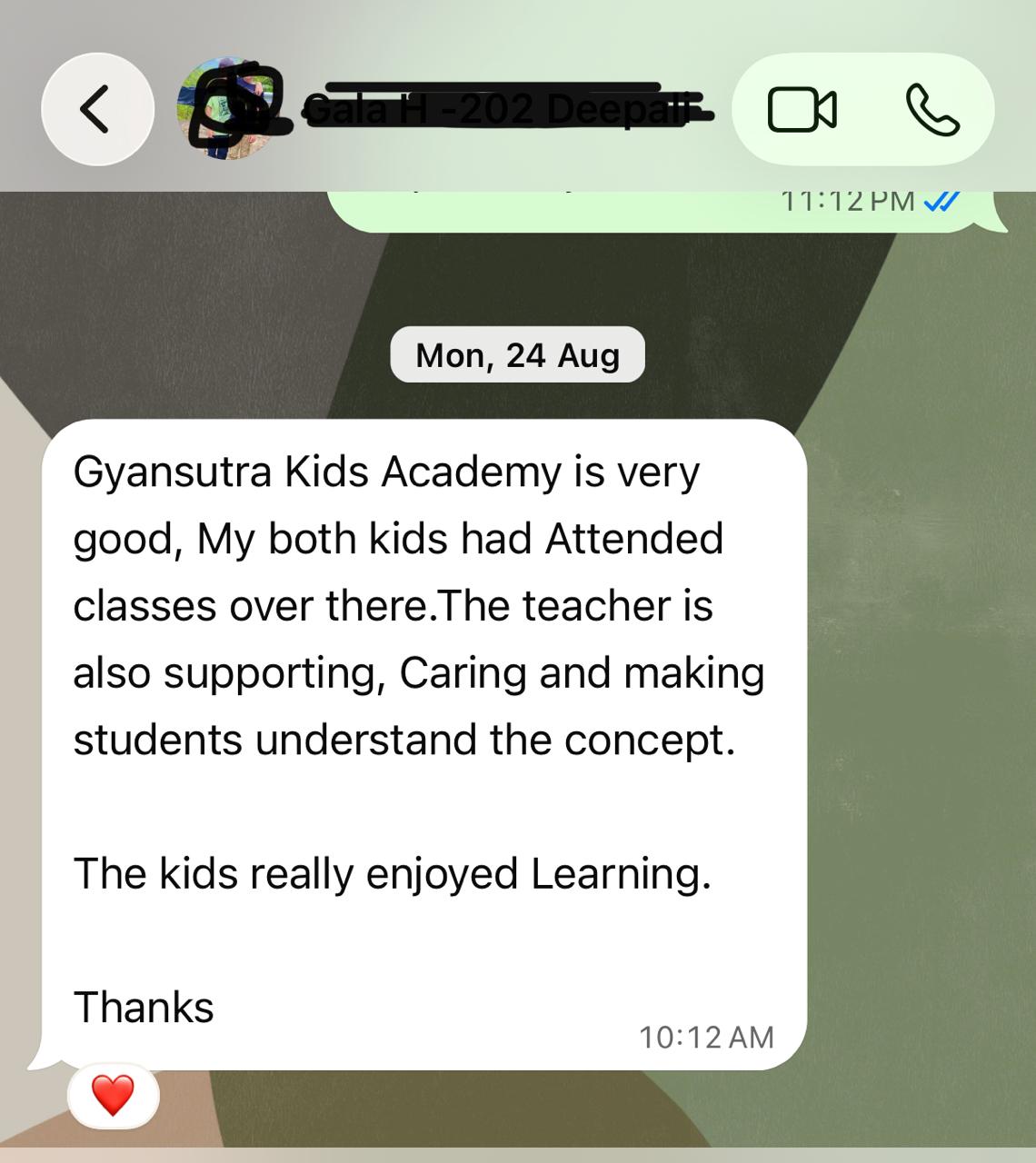 Parent WhatsApp feedback 1